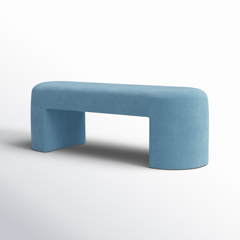 Hobson 51'' Light Blue Velvet Upholstered Bench