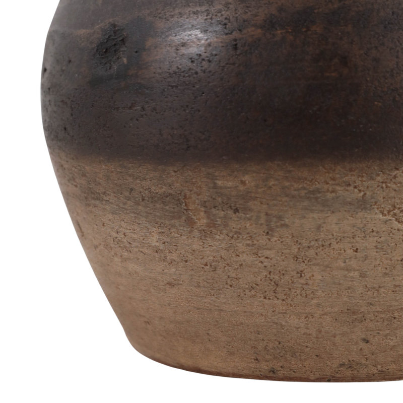Vase de table en terre cuite avec poignées en boucle pour un style rustique - Grand vase arrondi artistique pour fleurs, idéal pour le salon ou la décoration intérieure