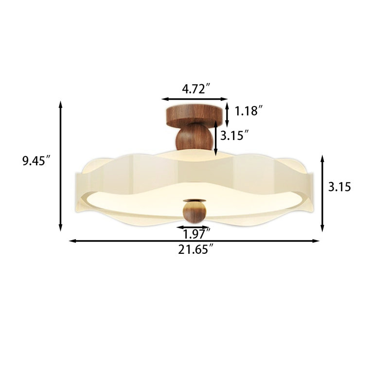 21.65" Cream-coloured French Medieval-style Semi-flush Mount Light