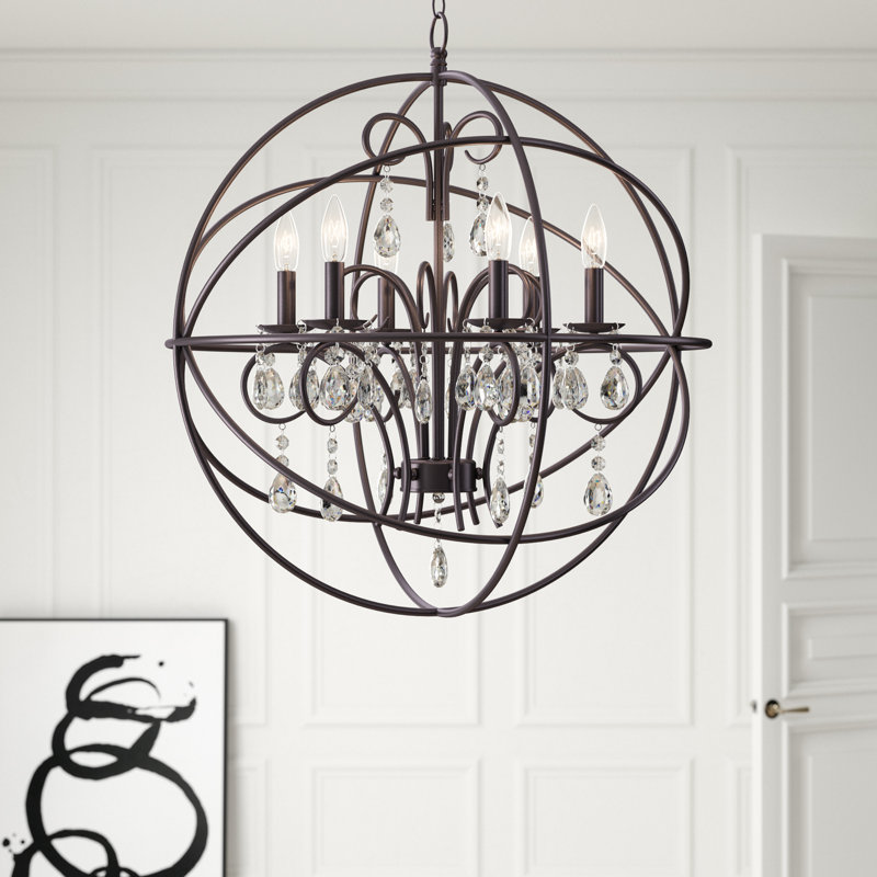 Trishia 6 - Light Dimmable Globe Chandelier, Oil Rubbed Bronze