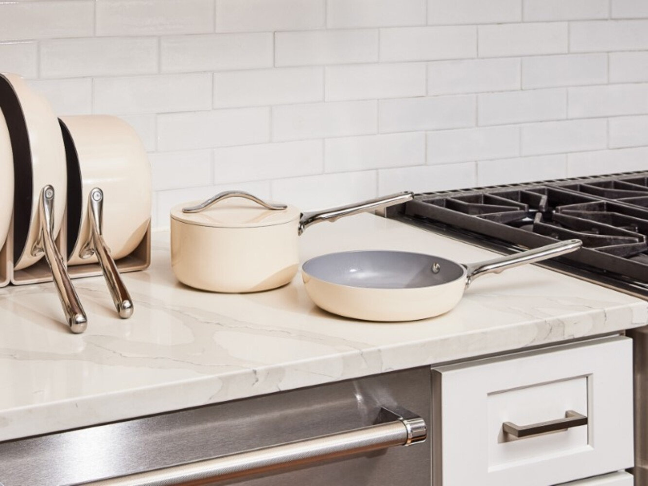 Caraway Ceramic Non-Stick Frying Pan, 8", Cream