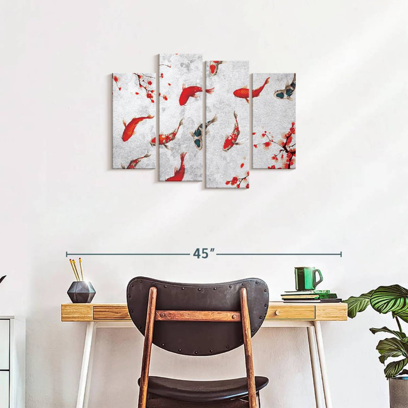 «Japanese Koi Fish Dance», reproduction sur toile, H 22 po x l 36 po x P 1 po