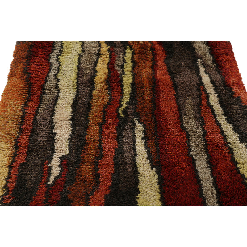Vintage Swedish Rya Rug, Colorful Scandinavian Geometric Patterns - Rug & Kilim