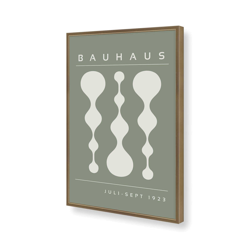 Green Retro Bauhaus Poster II Print, Framed Print without Mat, 37.25" H x 25.25" W
