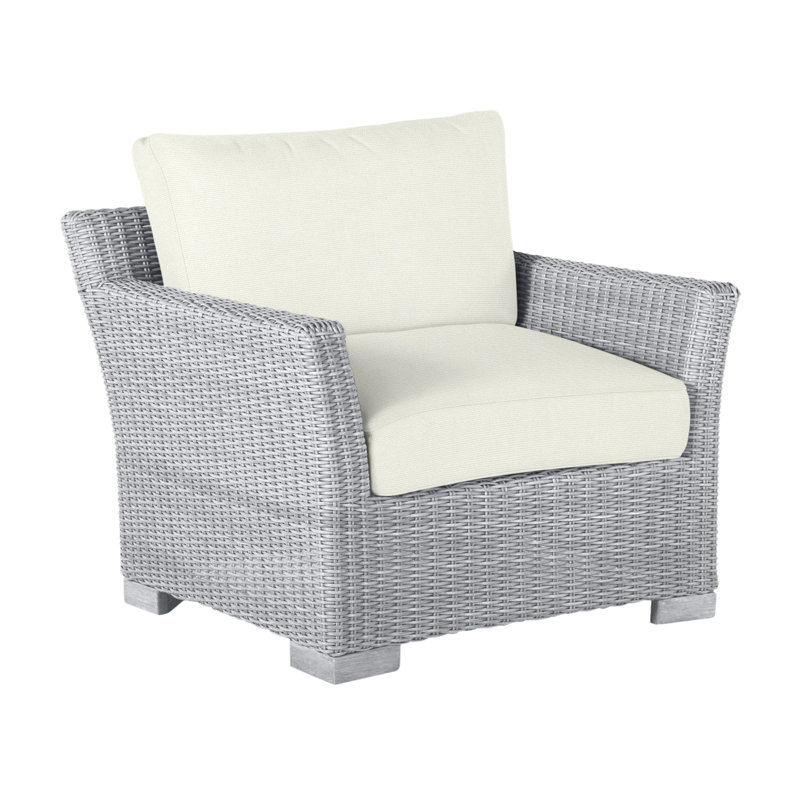 Club Patio Chair with Cushions, Oyster, No Welt, Natural White