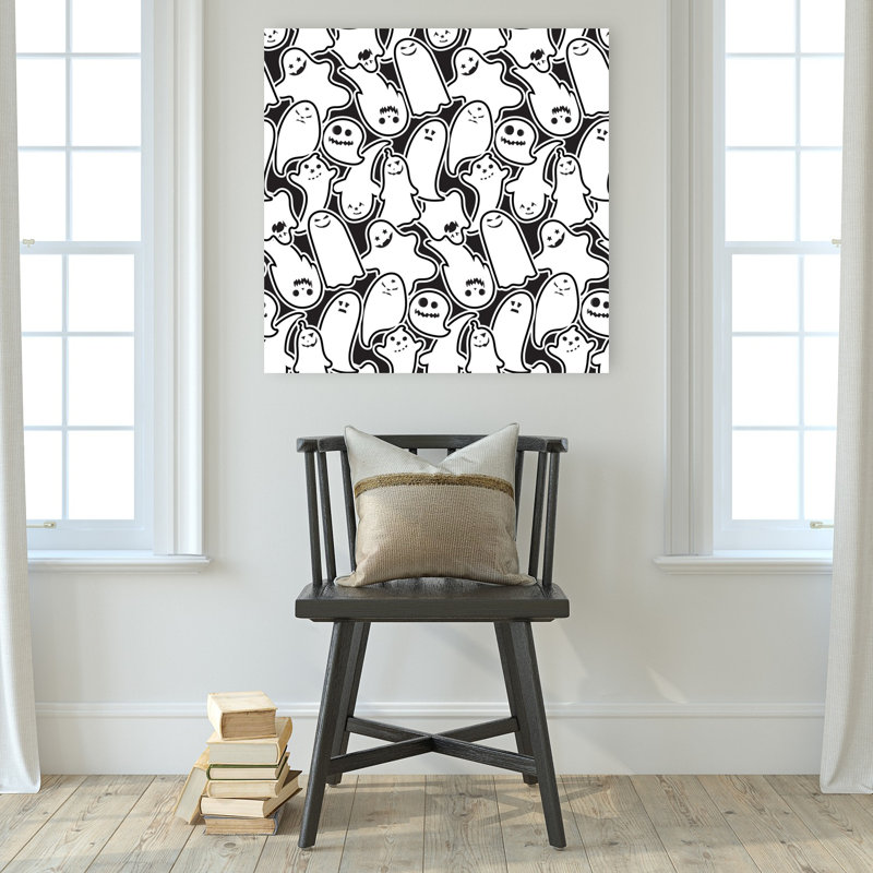 Impression d'art mural contemporain abstrait avec motif fantôme effrayant, H 32 po x l 32 po