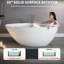 Baignoire autoportante de 59 po, blanc brillant, matériau en résine de pierre, chaleur à long terme, baignoire de trempage à surface solide confortable, bonne isolation thermique, style contemporain