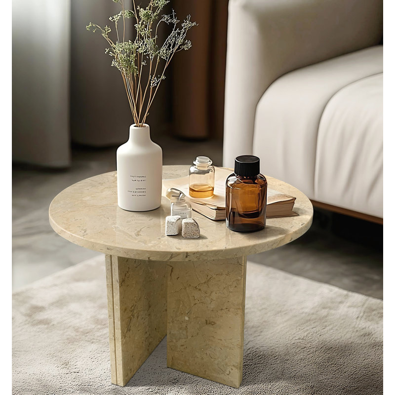 Table basse ronde, Beige; or; beige; jaune