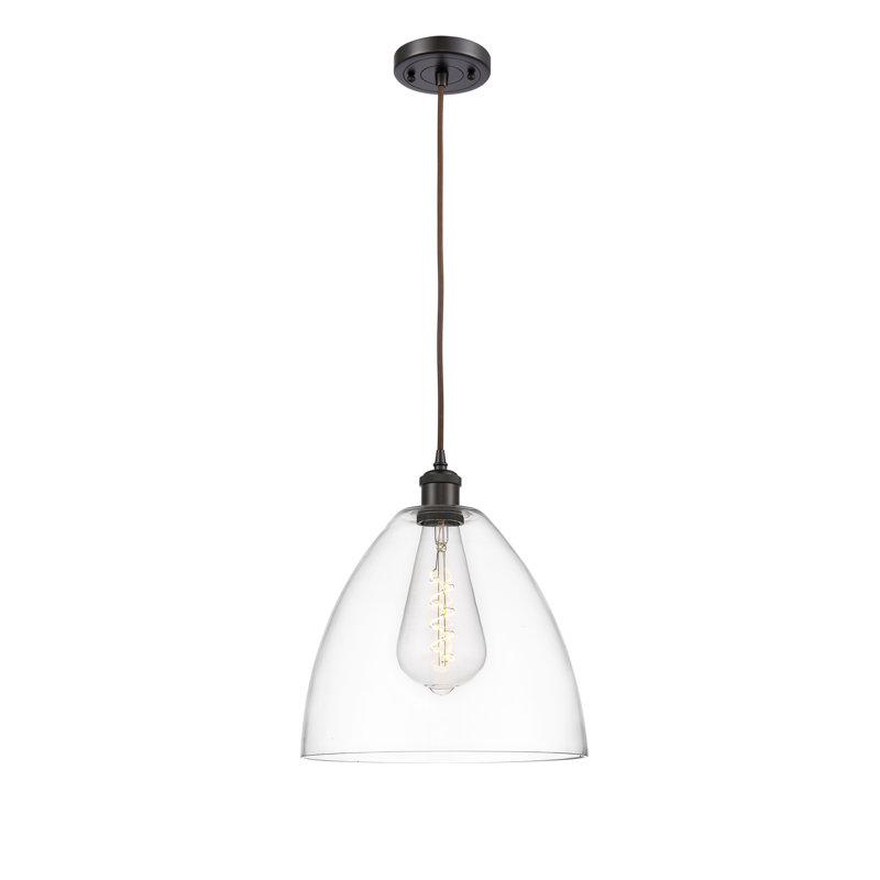 Haruka 1 - Light Single Pendant, 14.75" H x 12" W x 12" D, Clear, Oil Rubbed Bronze