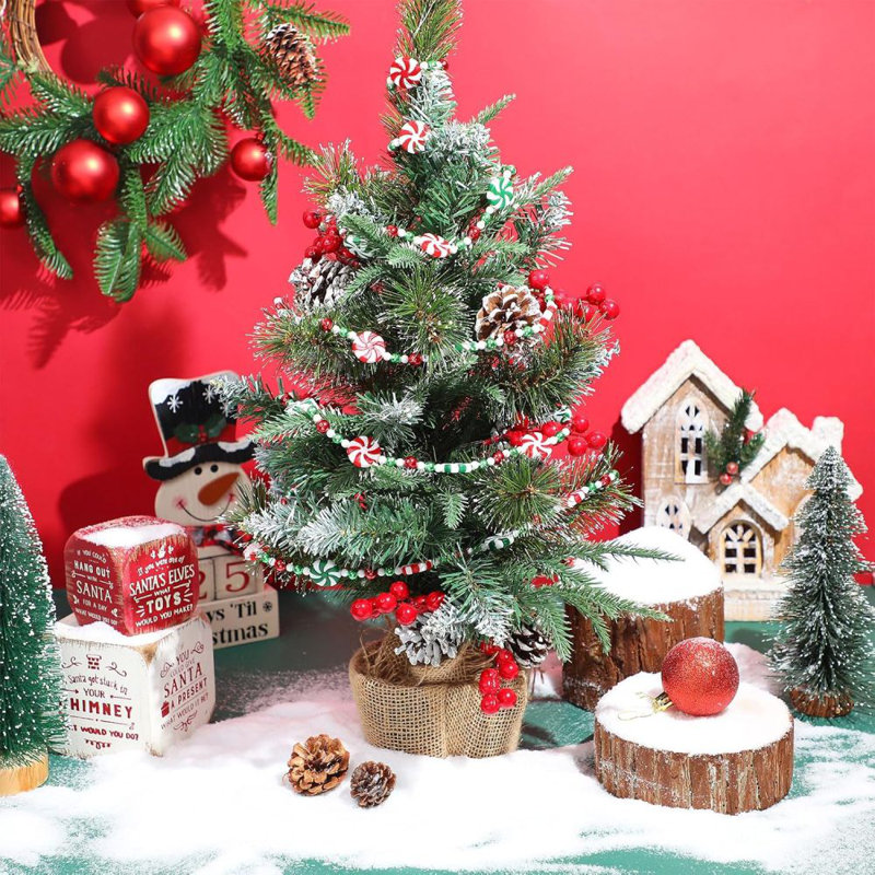 Guirlande de sapin de Noël 8 pi, Rouge / Vert