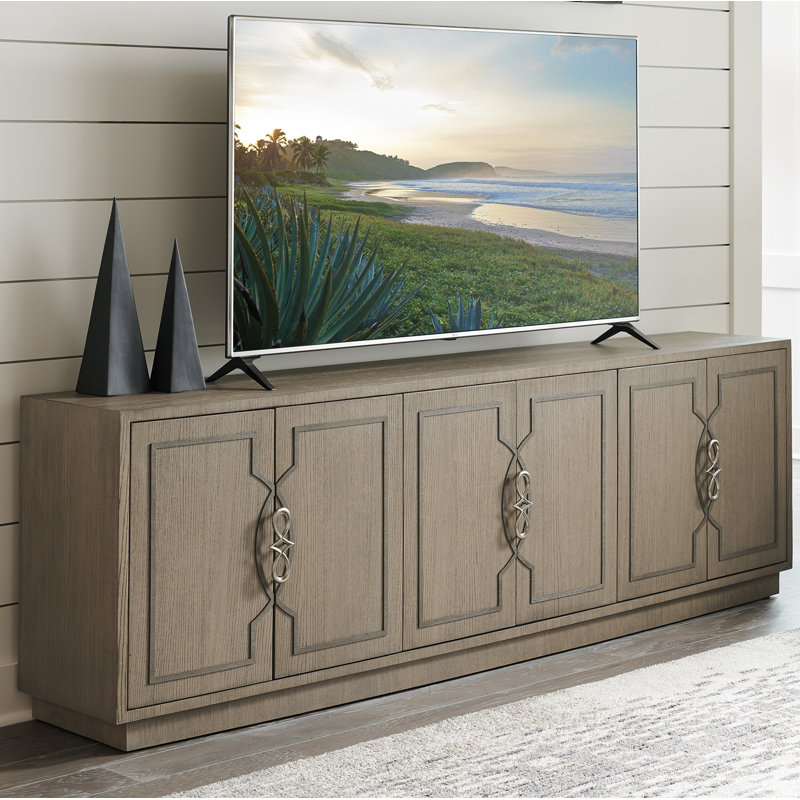 Gray Ash Veneer Transitional Media Console with Cabinet