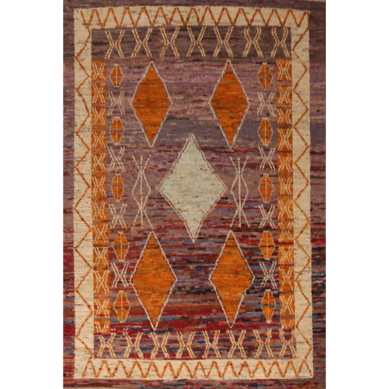 Tapis à motif géométrique oriental marocain 7 x 10
