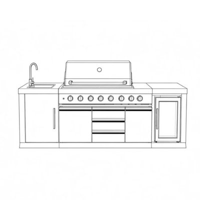 Stainless Steel Modular Outdoor Kitchen Island with Grill, Sink for Backyard, Patio