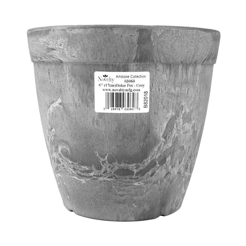 Burdette Pot Planter, Grey, 8" H x 8.5" W x 8.5" D