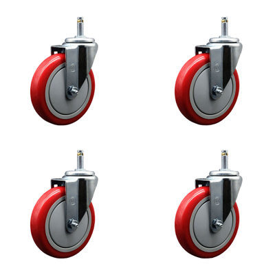 urethane Swivel Grip Ring Stem Caster Set