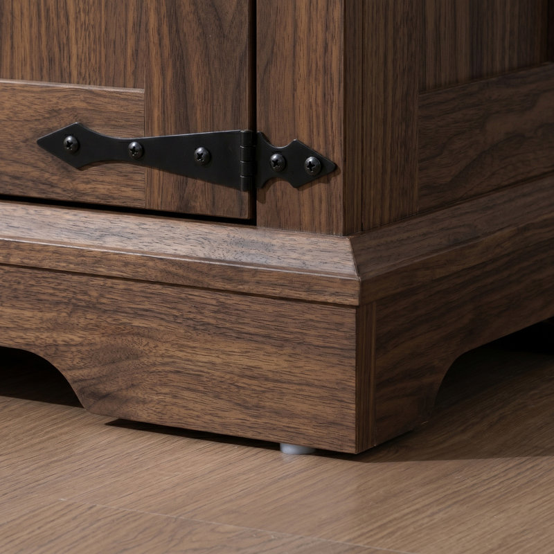 Bibliothèque standard H 70 "x l 31,5" avec portes en bois, Porte de bois, Noyer
