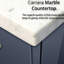 Meuble-lavabo double bleu marine 72 po X 22 - comptoir en marbre, structure en bois massif, fermeture en douceur, égratignure et teinture, 2 compartiments, tablette d'armoire à tiroirs pour un grand rangement, installation de 1 robinet pré-percé-1186488145-1186488158