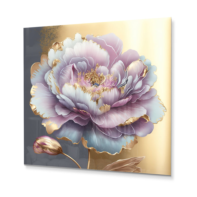Gold and Purple Hue Single Flower metal Wall Décor, 36" H x 36" W x 1" D