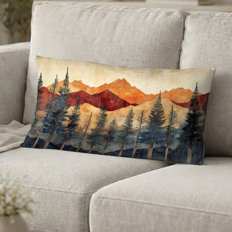 Geron Autumn Mountains In The Canopy II Decorative Accent Pillow - Mountains Printed Throw Pillow, 12"H x 20"W