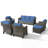 Arlene 7-9 Person Outdoor Courtyard Wicker Family Conversation Set Group With Swivel Chairs-883945354