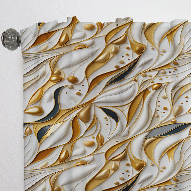 Rideau obscurcissant Marble White and Gold, L 52 po x L 108 po