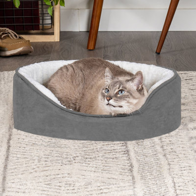 Faux Sherpa & Suede Oval Dog Bed