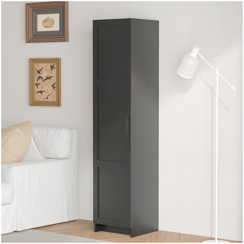 Grande armoire de rangement étroite avec 3 tablettes réglables, une porte et une conception compacte pour les petits espaces dans le salon, la cuisine, la buanderie et la chambre à coucher