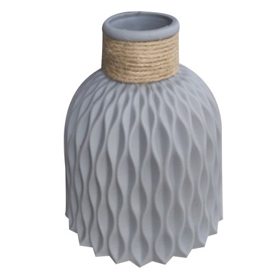 Nordic Style  Plastic Faux Ceramics Striped Vase Desktop Decor for Home