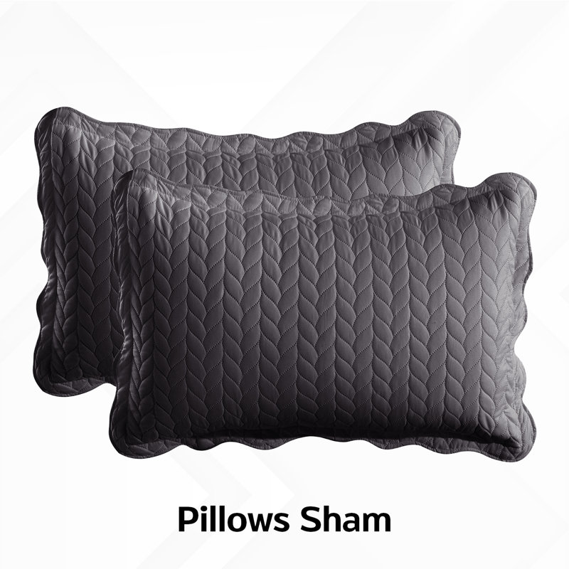 Ensemble de couvre-lit gaufré de qualité supérieure avec taies d'oreiller assorties, Gris