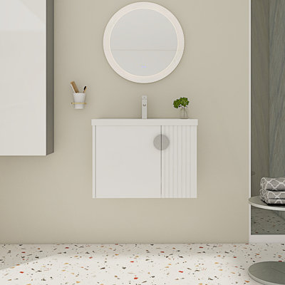 Meuble-lavabo de salle de bain avec lavabo en céramique