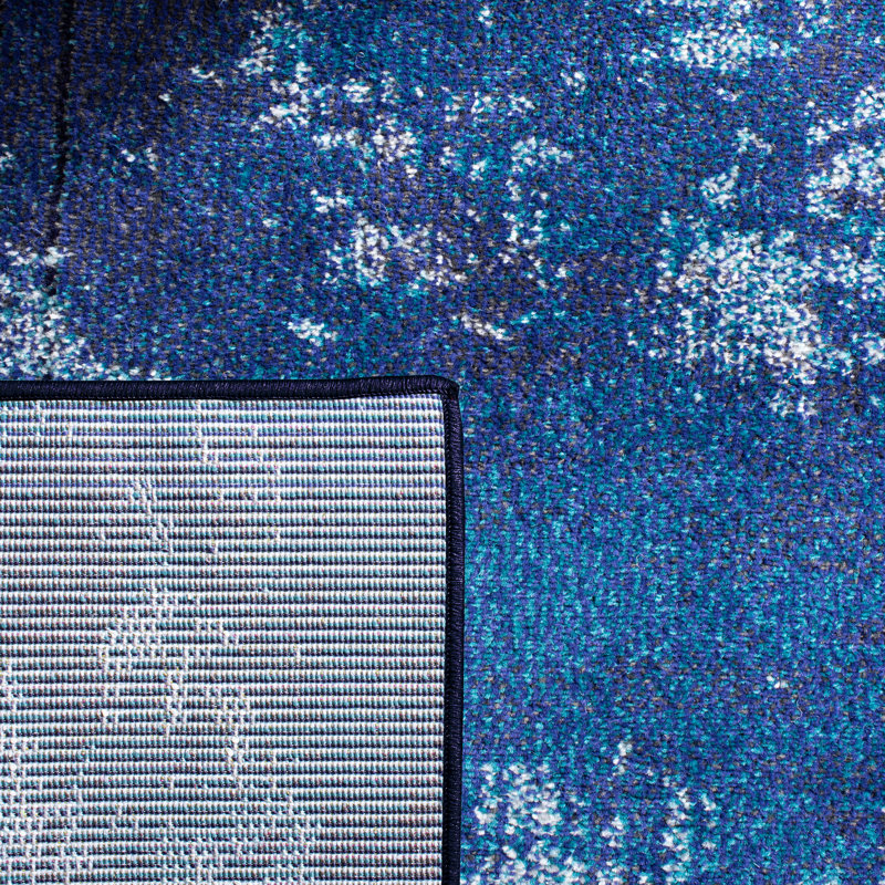 Tapis bleu clair / vert Etta, Navy/Ivory, Rectangle 8 pi x 10 pi