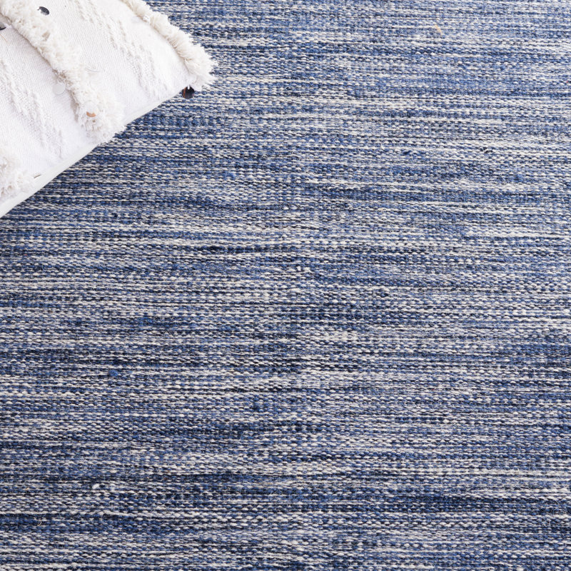 Tapis en laine tissé à la main bleu marine / beige Elysee, Rectangle 4 pi x 6 pi