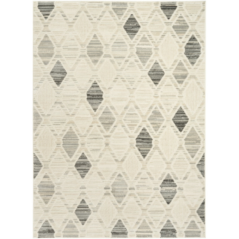 Ebern Designs Hornsey Beige Grey Modern Indoor Rug, Rectangle 3'11" x 5'11"