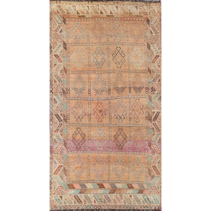 Tapis antique à motif persan Nikolle noué à la main 4 x 8