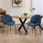 Ensemble de 2 chaises de salle à manger rembourrées en lin bleu Chantalle avec pieds en fer noir