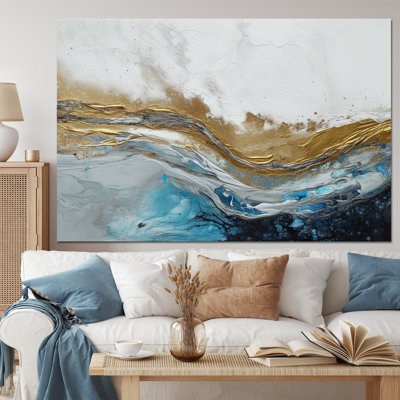 Gris, or moderne abstrait contemporain IV - art abstrait sur toile marbrée