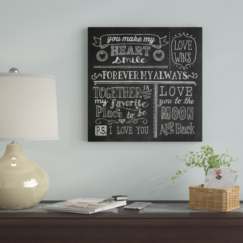 « inspiration tableau noir i », art textuel sur toile, H 18 po x l 18 po x P 1,5 po, Pas de tapis, Toile avec cadre noir