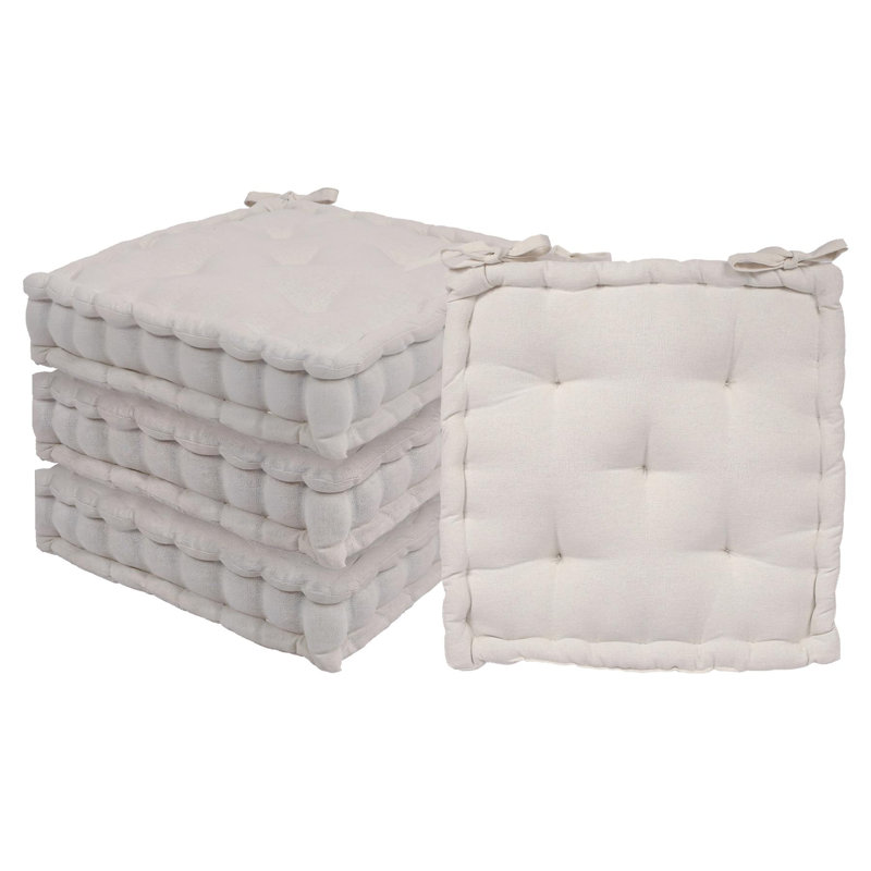 Harbour Housewares Square Seat Pad - 40 x 40cm -, Pack of 4, Cream