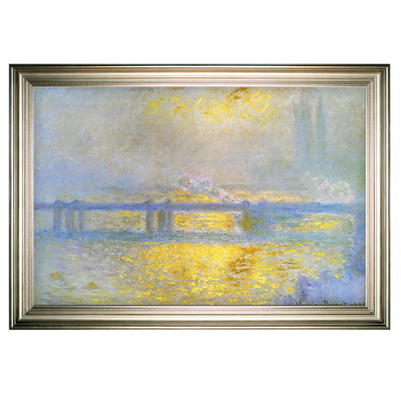 « rectangle » charing cross bridge» par claude monet, reproduction de peinture à l’huile, H 20 po x l 24 po x P 1,5 po
