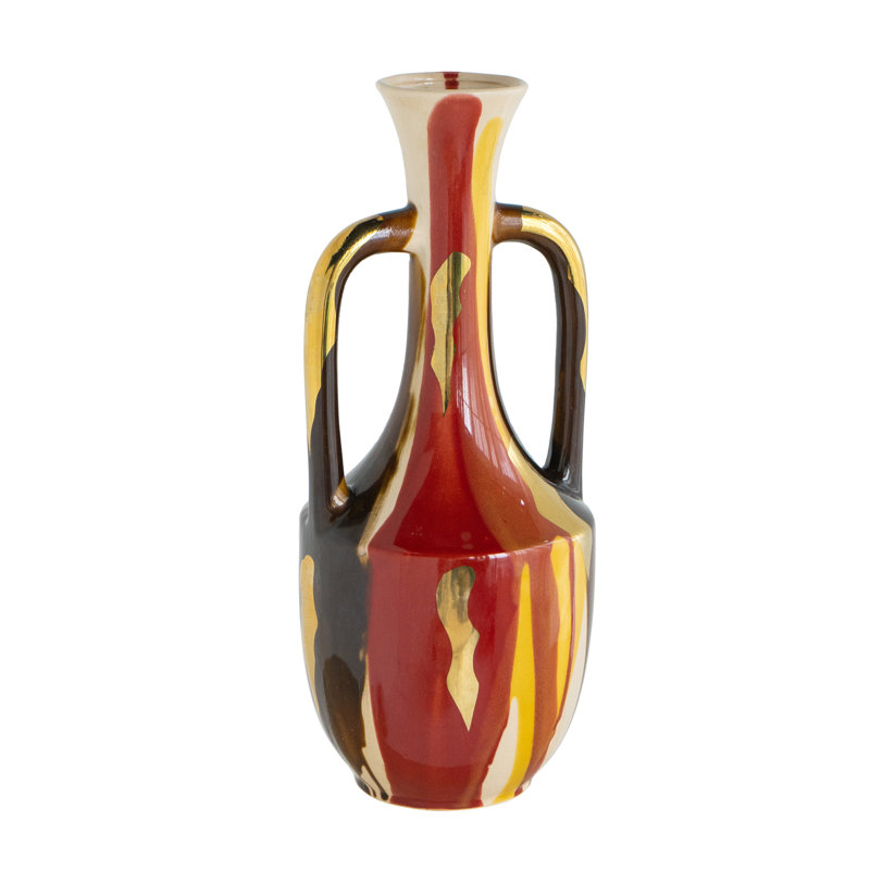 Curved Ceramic Vase with Handles