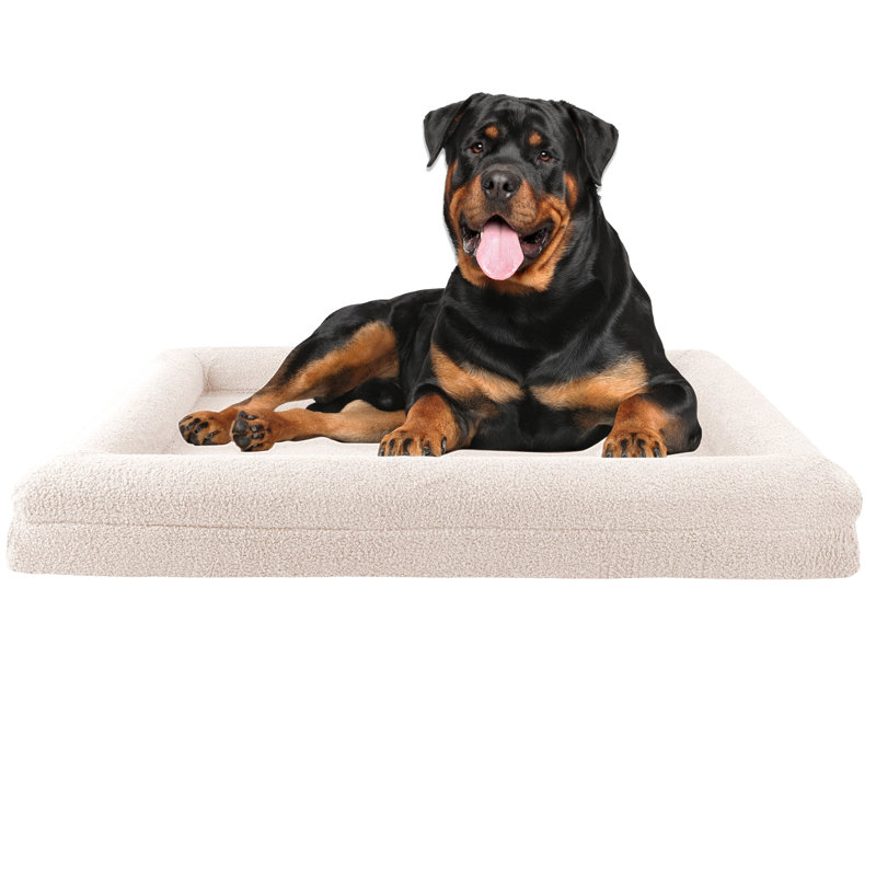 Lit pour chien moyen PETMAker 45 po avec housse lavable à la machine, Crème, crème, H 5,7 po x l 36 po x P 45 po