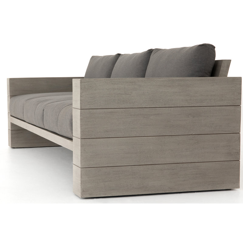 Tsubaki 96" Wide Patio Sofa, Weathered Gray, Charcoal Polypropylene/Olefin