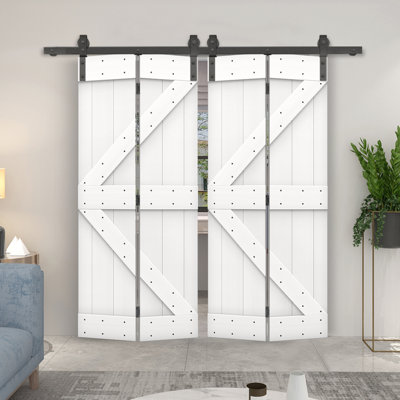 84'' Solid Wood Barn Doors Painted without Installation Hardware Kit Barn Door