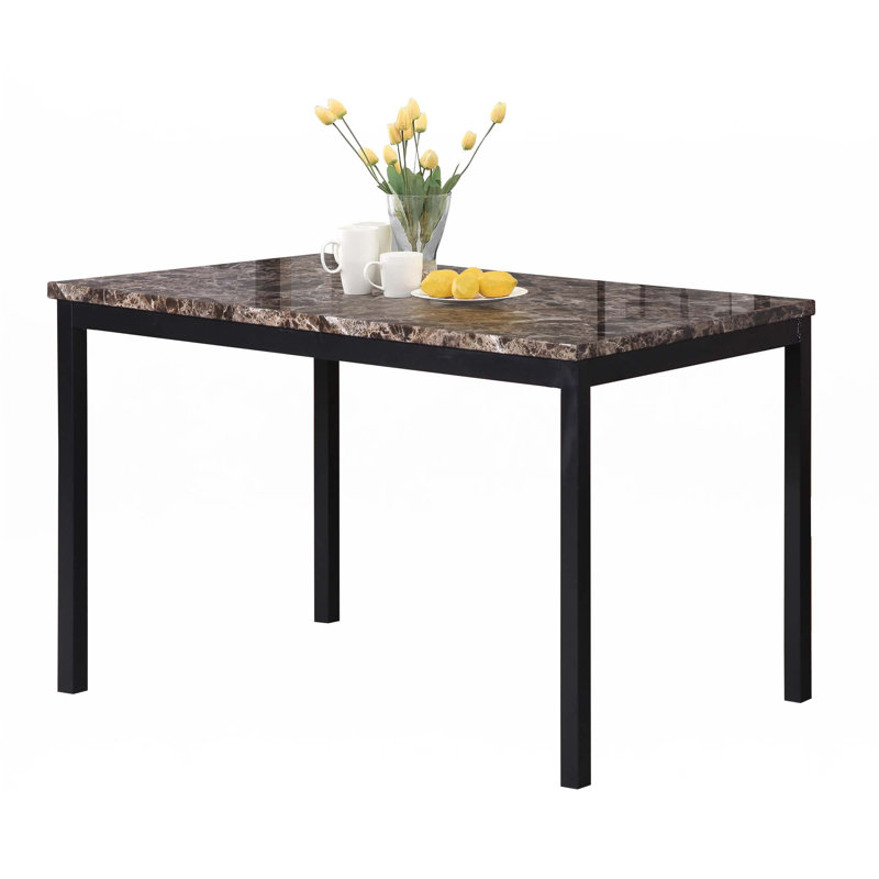 Table de salle à manger en métal avec plateau en faux marbre Noyes