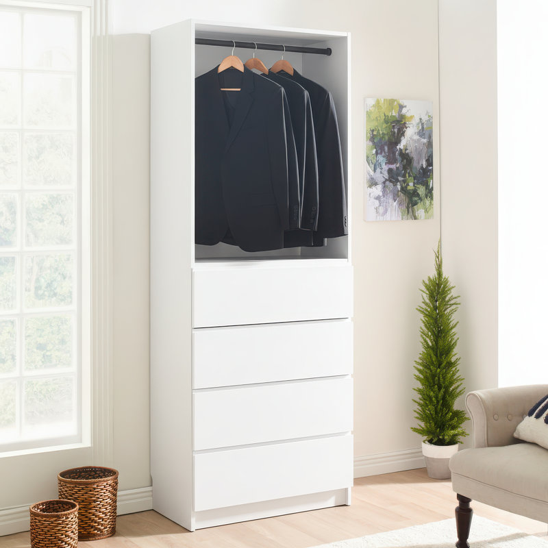 Kalinikos 32" Wood Walk-in Closet with Four Drawers, White