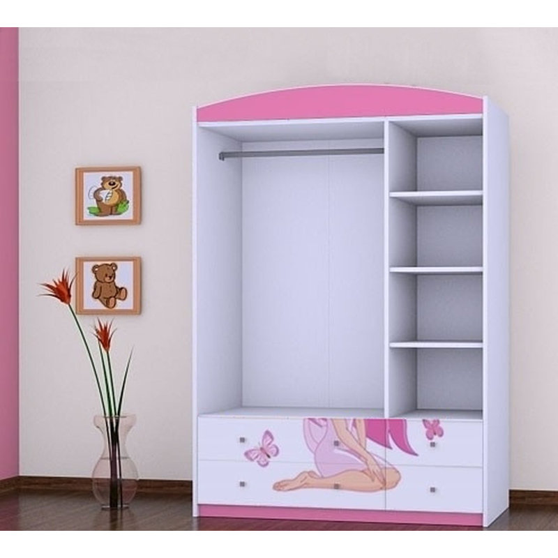 Wilczek 3 Door Wardrobe, Pink