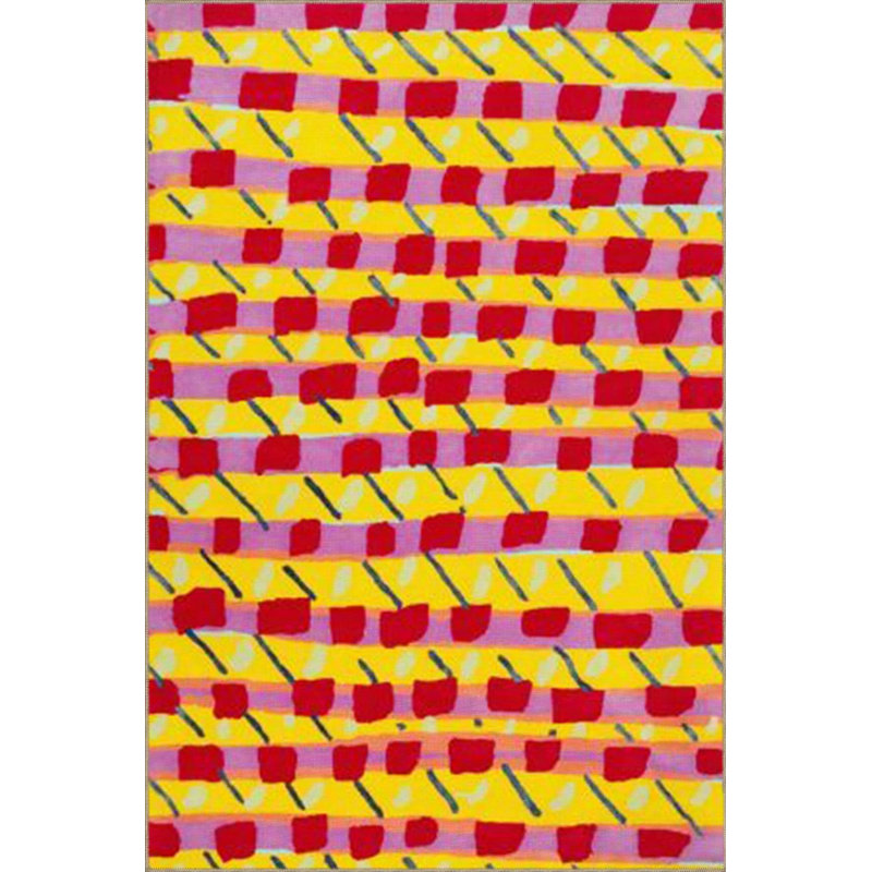 Tapis tissé rose à carreaux modernes, Rectangle 5 pi x 9 pi 11 po
