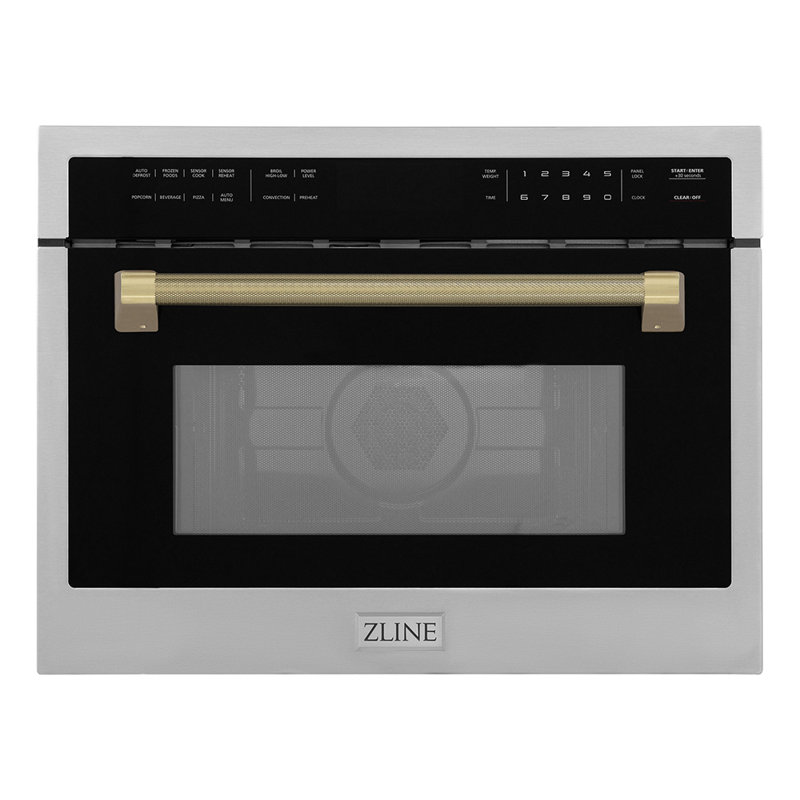 ZLINE Autograph 24 in. Microwave Oven in Stainless Steel and Champagne Bronze Helix Handle, Champagne Bronze