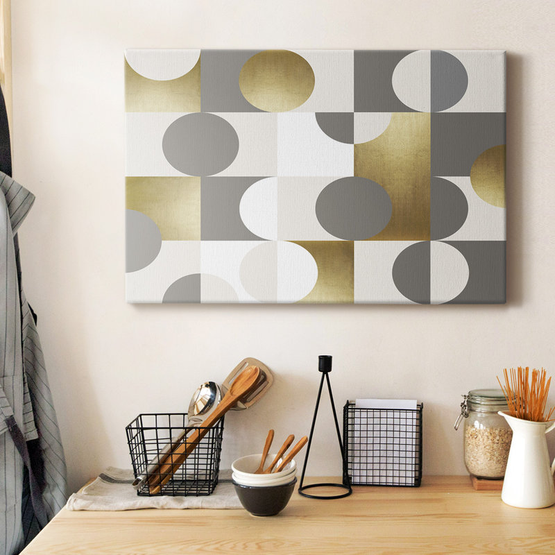 Toile tendue avec châssis Modern Modern Reflections Gold - prête à être accrochée, H 40 po x l 60 po