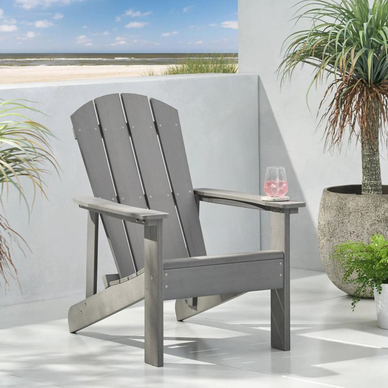Chaise Adirondack en bois massif Fowlerville, gris